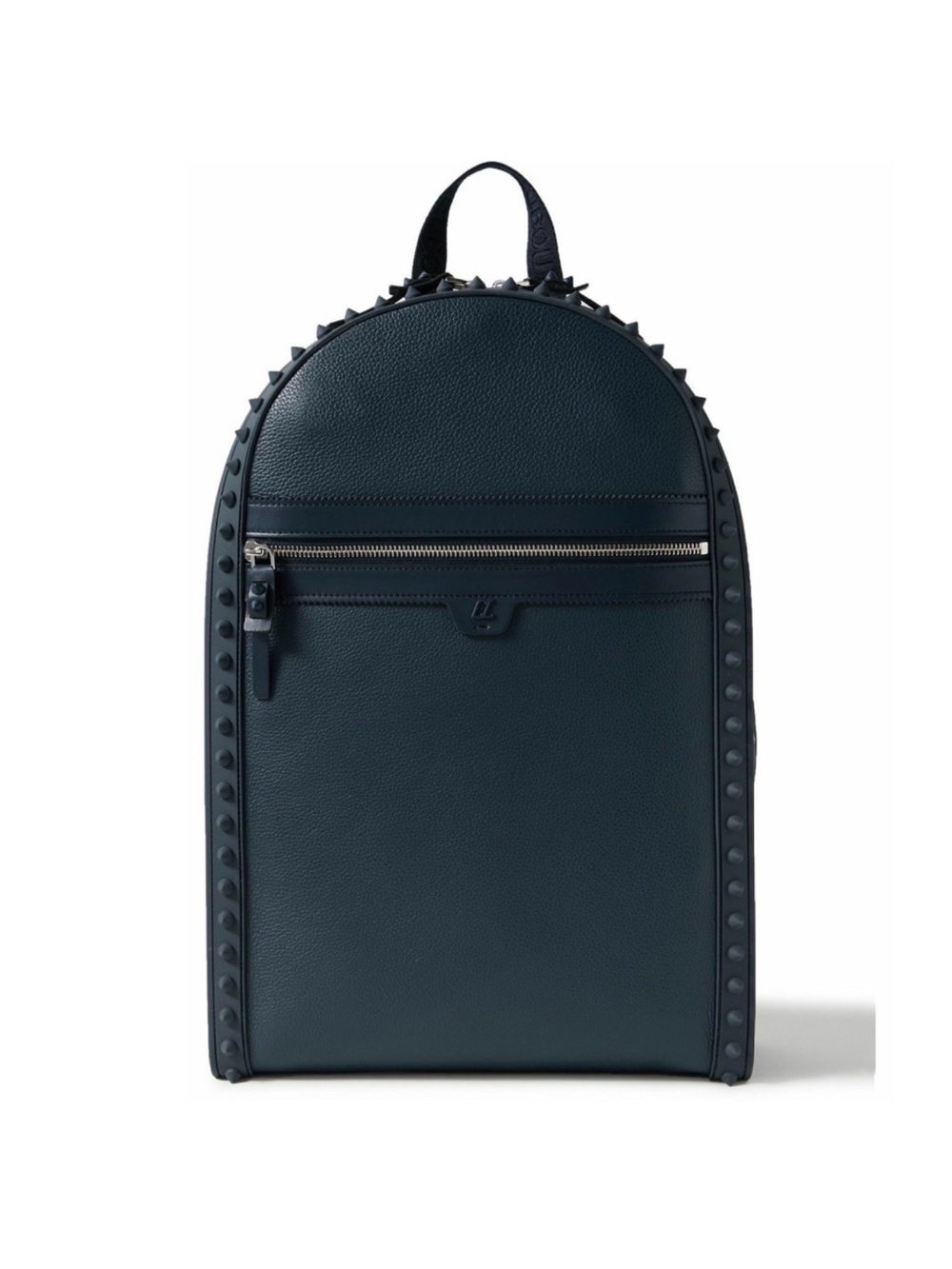Christian Louboutin Backparis Spiked Rubber-Trimmed Full-Grain Leather Backpack